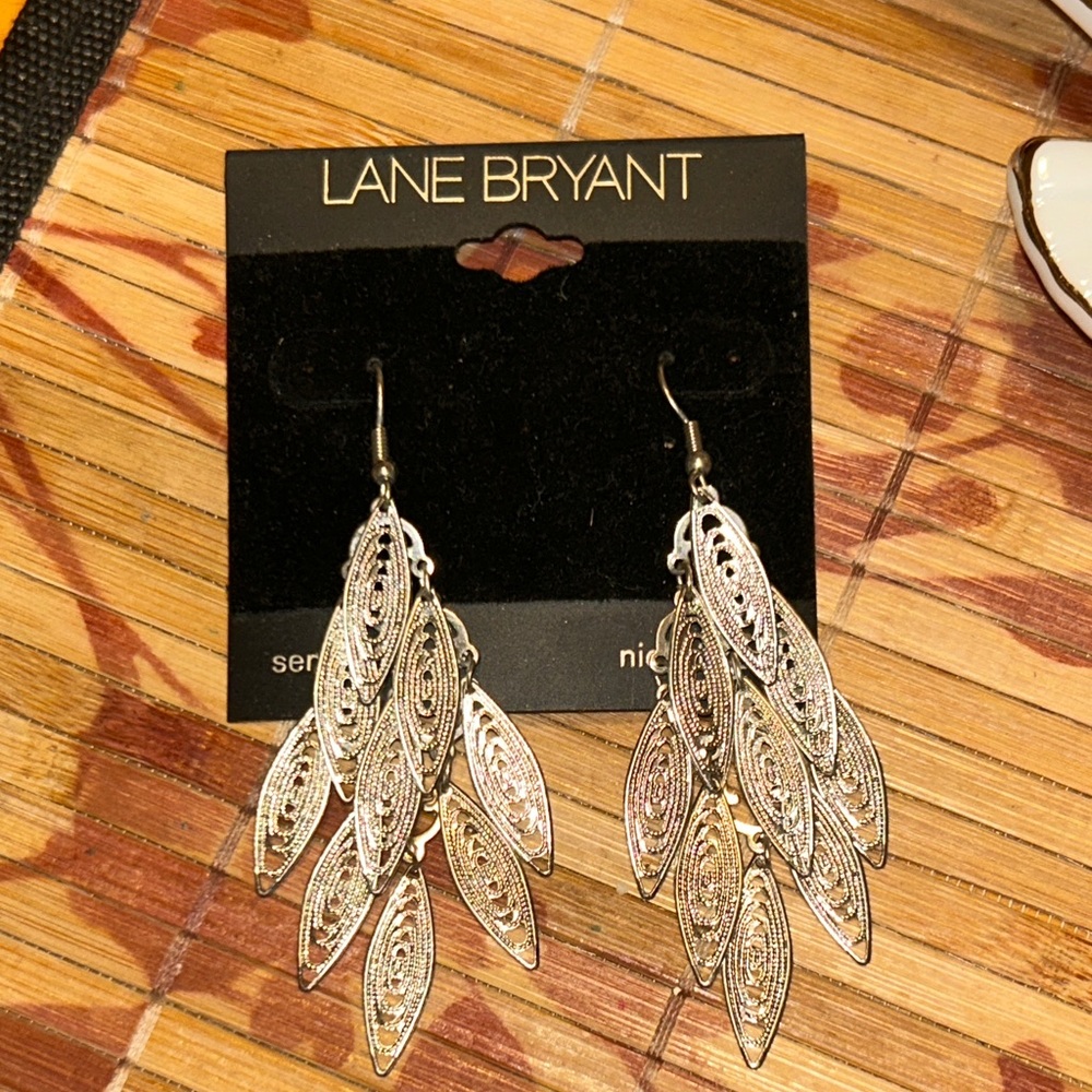 Lane Bryant Silver Leaf Dangle Earrings